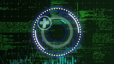 Futuristic Data Analysis Interface with Neon Scanner