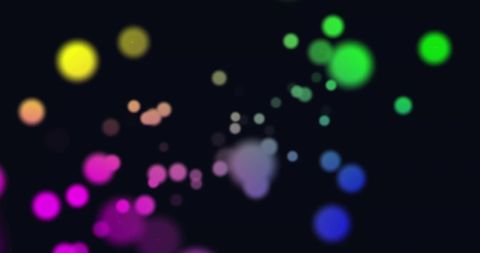 Colorful Bokeh Light Spots on Black Background