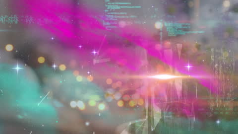 Abstract Digital Innovation with Futuristic Lights and Code