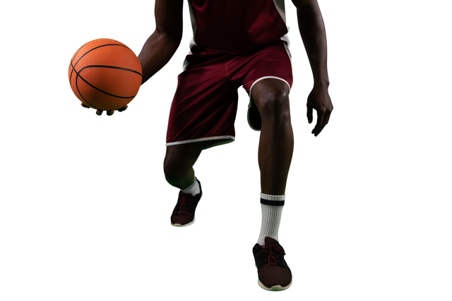 Low Section African American Basketball Player Dribbling Ball Transparent - Download Free Stock Videos Pikwizard.com