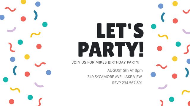 Ideal for inviting guests to any fun birthday celebration. The vibrant confetti and bold typography create an energetic and festive appeal. Use this for sending electronic invites or printing traditional mail invites.