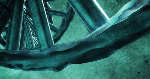 Futuristic DNA Strand with Light Spots