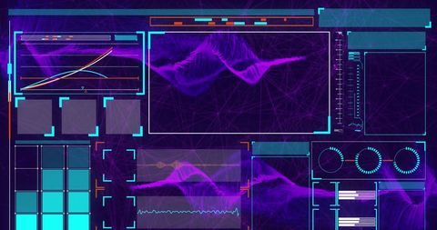 futuristic digital interface with data analysis waves - Download Free Stock Images Pikwizard.com