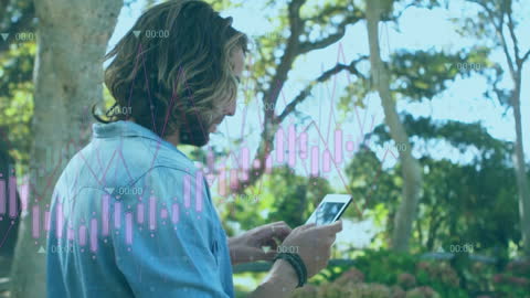 Businessman Analyzing Data with Tablet in Park