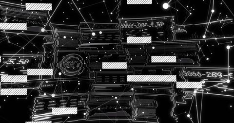 High-Tech Data Processing with Digital Connections in Black and White