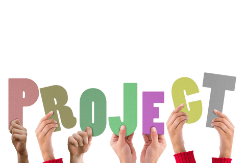 hands holding colorful project word on transparent background - Download Free Stock Videos Pikwizard.com
