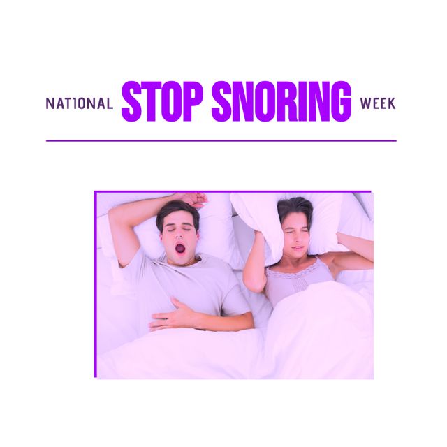 Couple in Bed During National Stop Snoring Week - Download Free Stock Templates Pikwizard.com