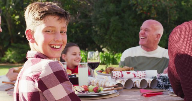 Joyful Family Celebrating with Outdoor Dining - Download Free Stock Images Pikwizard.com