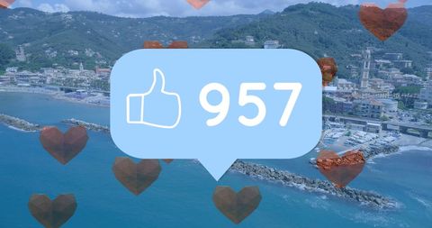 Social Media Engagement Over Stunning Coastal View