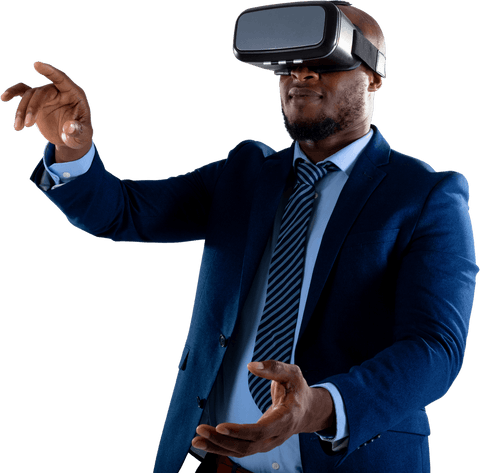 Transparent Businessman Using VR Headset Experiencing Virtual World - Download Free Stock Videos Pikwizard.com