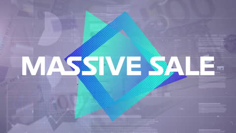 Dynamic Massive Sale Promotion Background with Data and Banknotes