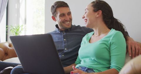 Caucasian Couple Managing Finances on Laptop at Home - Download Free Stock Images Pikwizard.com