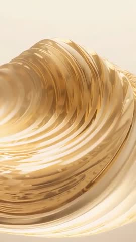 Panning Vertical Video Rotating Golden Helix Shifting to Reveal Hollow Tunnel