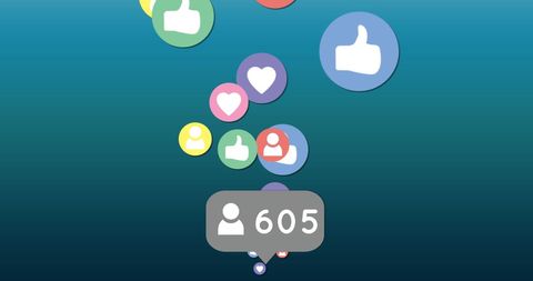 Various Social Media Reaction Icons on Blue Background - Download Free Stock Images Pikwizard.com