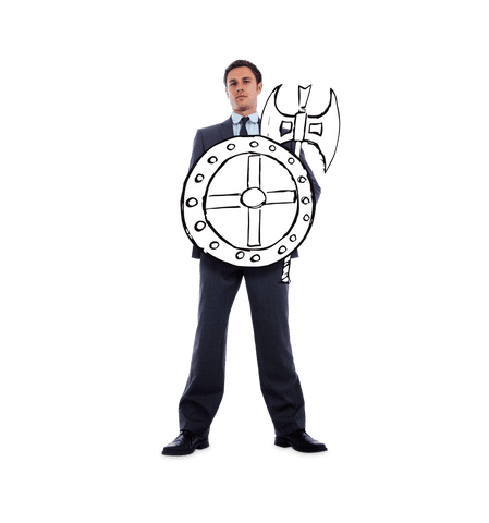 transparent conceptual businessman with virtual shield and axe - Download Free Stock Videos Pikwizard.com