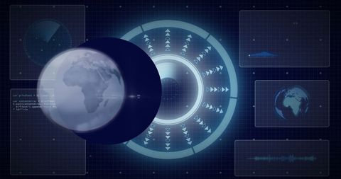 Digital Globe with Data Processing and Tech Interface - Download Free Stock Images Pikwizard.com