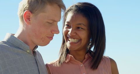 Happy Young Couple Enjoying Blissful Moment Outdoors