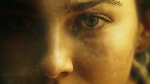 Close-up of Introspective Woman Among Swirling Dust