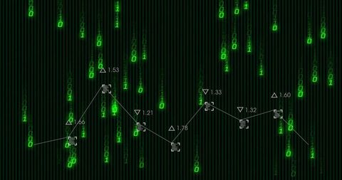 Binary code with graph overlay for data analysis visualization