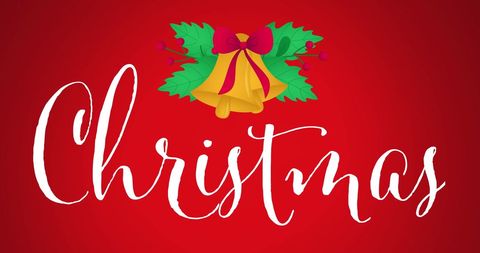 festive christmas lettering with bells and holly decoration - Download Free Stock Images Pikwizard.com