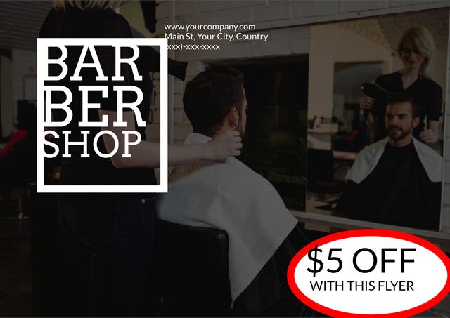 Barbershop Flyer Template with Promotional Discount Offer - Download Free Stock Templates Pikwizard.com