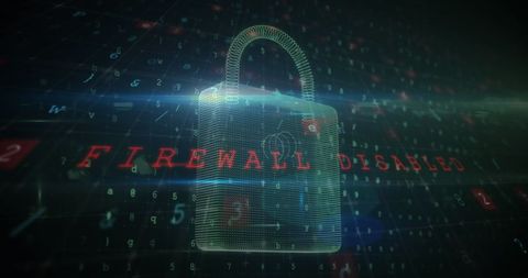 Digital Padlock with Firewall Disabled Message in Cybersecurity Context - Download Free Stock Images Pikwizard.com