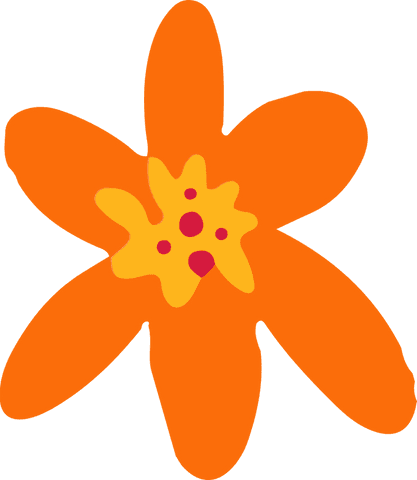 Vibrant orange floral motif on transparent background