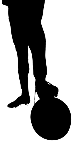 Silhouette of Footballer Legs with Ball on Transparent Background