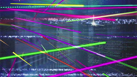 Futuristic Neon Lines on Geometrical Data Background