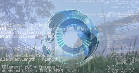 Globalization and Technology Concept with Globe and Code Overlay