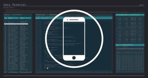 Innovative Digital Interface with Smartphone Graphic and Code - Download Free Stock Images Pikwizard.com