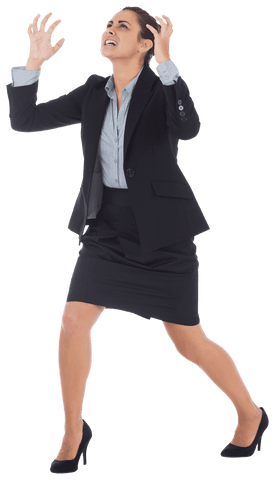 Frustrated Caucasian Businesswoman Gesticulating on Transparent Background