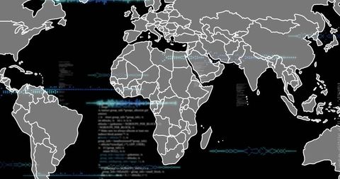 Global Data Processing with World Map Illustration - Download Free Stock Images Pikwizard.com