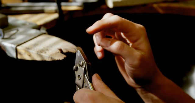 Craftsman Working in Workshop Detailed Close-Up on Hands - Download Free Stock Images Pikwizard.com