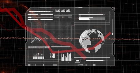 Global Financial Data Analysis with Red Graph Vectors - Download Free Stock Images Pikwizard.com