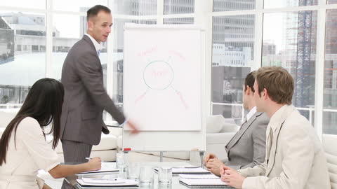 Businessman Presenting Financial Strategies to Team