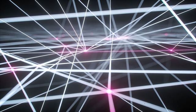 Neon network grid with glowing white and magenta beams for futuristic tech visuals