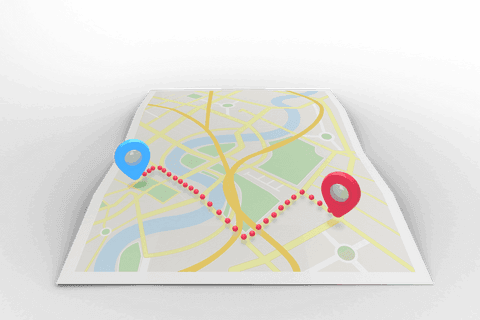 transparent map illustration with route and pins - Download Free Stock Videos Pikwizard.com