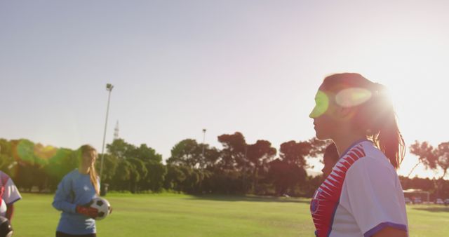 Female Soccer Players Training on Sunny Field - Download Free Stock Images Pikwizard.com