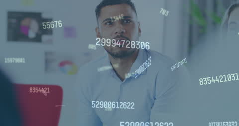 Businessman with Animated Data Stream Overlay