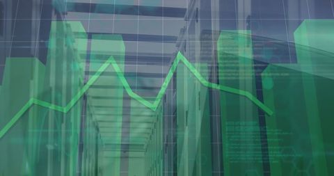 Green bar graphs over networking server infrastructure