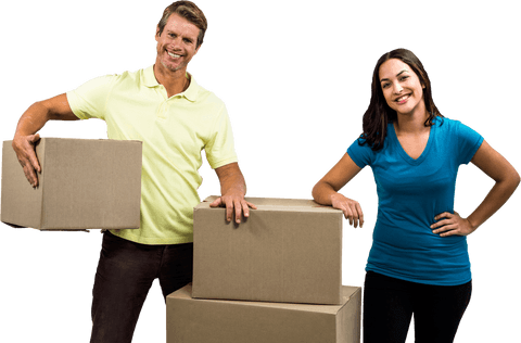 Couple Standing with Cardboard Boxes Transparent Background - Download Free Stock Videos Pikwizard.com