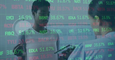 Business Strategy Discussion Amid Stock Market Data - Download Free Stock Images Pikwizard.com