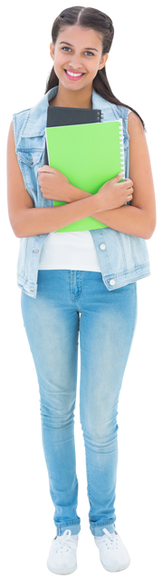 Smiling Caucasian Female Student Holding Notebook Transparent Background - Download Free Stock Videos Pikwizard.com