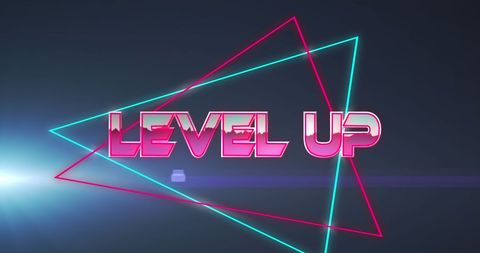 Level Up Text Glowing Neon Abstract Design - Download Free Stock Images Pikwizard.com