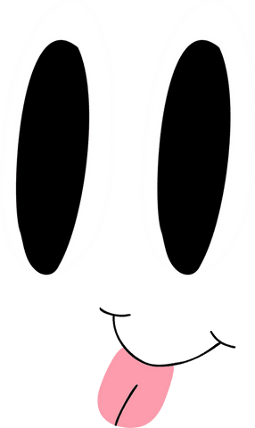 Playful cartoon face with huge eyes tongue out transparent background