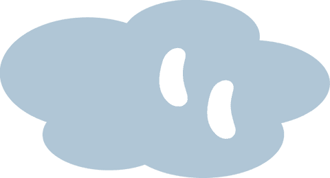 Minimalist cartoon cloud icon on transparent background