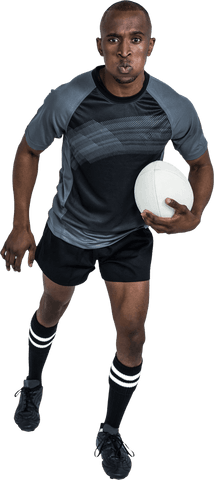 Transparent Image of Determined Male Athlete Holding Rugby Ball - Download Free Stock Videos Pikwizard.com