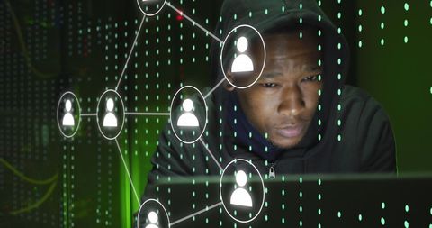 african american hacker analyzing data on laptop - Download Free Stock Images Pikwizard.com