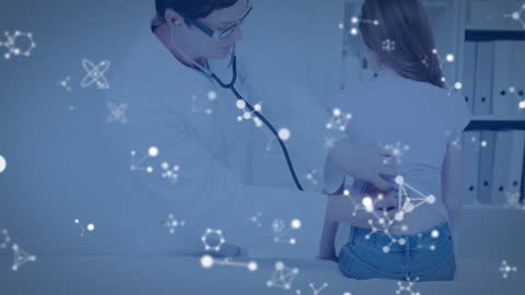 Doctor Examining Young Patient in Futuristic Setting